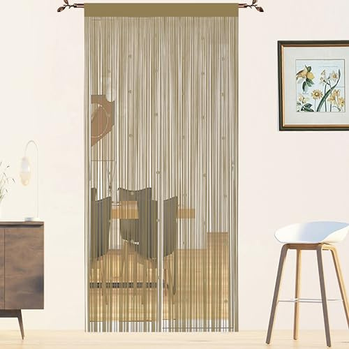QiBoYuYe Cortina Puerta Exterior Pantalla De Cortinas para Decoración del Hogar Tiras para Puertas Exteriores Terraza Cortinas Antimoscas Salon Dormitorio (Ecru, 90 x 200 cm)