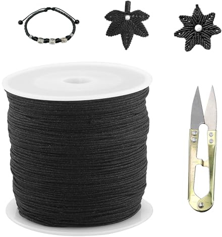 Filo di Nylon 0,8 mm x 100 m per Bracciali, Perline, Collane, Macramè e Gioielli Fai da Te