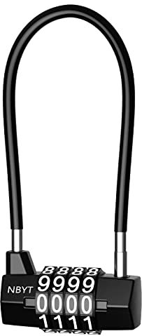 ORIA Cadenas à Combinaison à 4 Digit, Serrure à Combinaison avec Câble en Acier de 5mm, Longues Anses, Cadenas à Combinaison pour Salle de Sport, Ecole, Casiers, Vélos