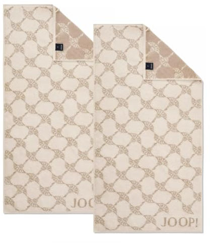 Frottier Kollektion von Joop, Set 2-teilig, 100% Baumwolle, Handtücher mit Kordelaufhänger, 50x100cm, Cornflower Creme