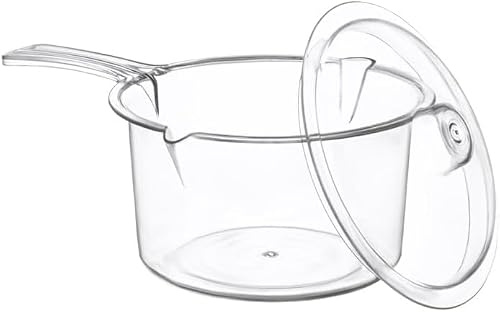 Polly Carbonate Non-Staining Microwave Sauce Pan with Lid, Clear, 0.9 Liter, Dishwasher Safe, Stain Resistant