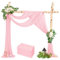 4 Packs Hochzeit Vorhang Hochzeitsbogen, Rosa Querbehang 73cmx610cm Chiffon-Stoff-Vorhang für Hochzeit, Hintergrund Deko Gardinen Vorhang für Hochzeitsbogen Zeremonie, Torbogen, Party