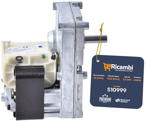 ERICAMBI®, Motoriduttore per Stufe a Pellet Merkle Korff S10999 - velocità 1,3 RPM - Coppia 135 in/LBS - Diametro Albero 9,52 mm - Rotazione Oraria - Alta qualità e Prestazioni