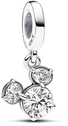 RMMY Charms pendenti a forma di testa di topo scintillante per bracciale collana Natale Festa della mamma Halloween Gioielli regalo per donna in argento sterling 925 con zirconi
