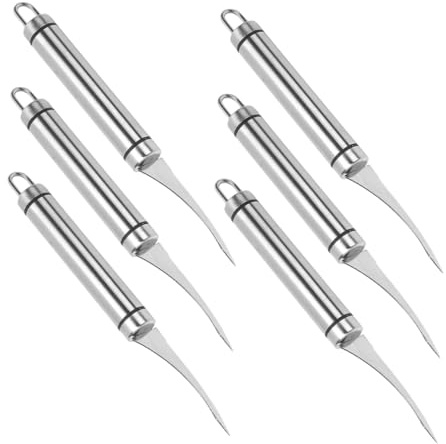 POPETPOP 6 Pièces Éplucheur Crevette INOX Couteau Décortiqueur Crevettes Outil Prawn Cleaner pour Retirer Rapidement Carapaces et Déveiner Adapté Cuisine Maison et Professionnelle