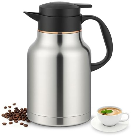1,8Liter Edelstahl Isolierkanne thermoskanne mit Teesieb, Doppelwandige Vakuumisolierung Isolierkanne Kaffeekanne,BPA-frei, 24+ Stunden Wärme- und Kältespeicherung, für Kaffee, Milch, Tee, Getränke