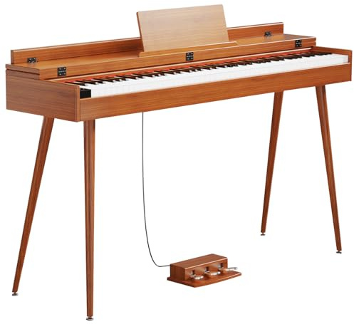 Melentro 88 Key Digital Piano, Hammer-Action Full Size Weighted Keyboard, Transforms Between Desk Cover Electric Piano and Vanity, Piano Keyboard with Stand, 25Wx2 Speakers, Three Pedal ﻿