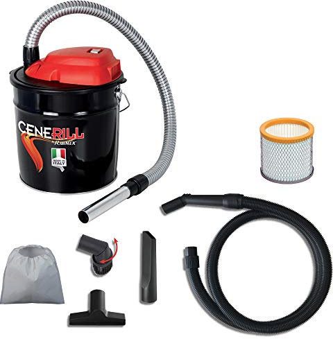 RIBITECH ASPIRACENERE ELETTRICO CENERILL 1000 W - 18 L Nero completo di kit aspira solidi