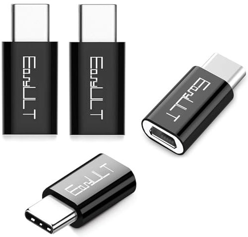 EasyULT Adattatore USB C a Micro USB Femmina[4 Pack], USB C Adapter USB Type C Adattatore Connettore per MacBook Pro, Samsung Galaxy S8/S8+, Google Pixel, Huawei, e Altri Dispositivi USB C (Nero)