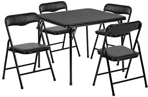Flash Furniture Mindy Kids 5-Piece Folding Table and Chairs Set for Daycare and Classrooms, Children's Activity Table and Chairs Set, Black