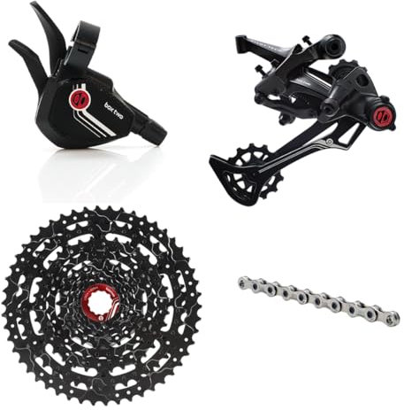Box | Dos Grupos Prime 9 Grupo de Ciclismo de 9 velocidades de Cambio único Ancho 1x Palanca de Cambios de transmisión, desviador Trasero, Casete de Rueda Libre eléctrica | Componentes de la Caja