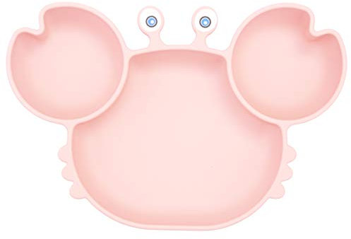 Silicone Suction Plate for Toddlers - Self Feeding Training Divided Plate Dish and Bowl for Baby Kids, Fits for Most Highchairs Trays, Microwave & Dishwasher Safe