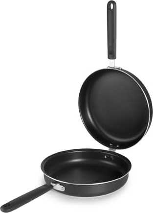 IBILI - Sarten doble para tortilla patatas fusion, 24 cms, Aluminio, Antiadherente, Apto para induccion. Voltea tortillas.