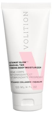 Volition Beauty Getaway Glow Gradual Tan Firming Body Moisturizer with Vegan Collagen + Squalane | Skin Smoothing Cream, Stretchmark Treatment & Sunless Tanning Lotion | Quick Drying Formula