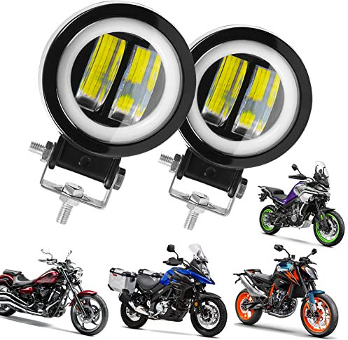 DREAMIZER Rotondo Fari anteriori Moto, 12V 24V Fari supplementari Moto, 6000K 40W 4000LM Motociclo del LED Fendinebbia compatibile con Jeep Wrangler ATV UTV Offroad Trattore Camion