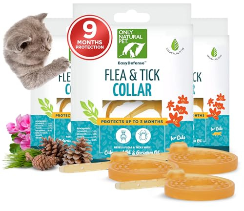 Only Natural Pet EasyDefense Non-Toxic Flea & Tick Cat Collar. Single Collar Protects for 3 Months(Pack of 3)