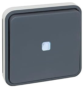 EUR'OHM Interrupteur va et vient lumineux composable 10A - IP55 - OXXO Couleur Gris - Interrupteur et prise