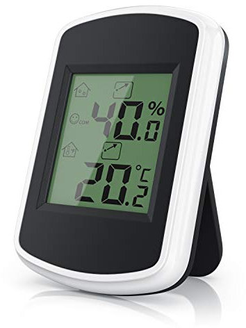 CSL - Digitales Mini Thermo-Hygrometer Thermometer Hygrometer innen Temperatur und Luftfeuchtigkeitmessgerät mit Smiley-Indikator für Gewächshaus, Wohnzimmer