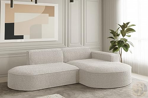 FRIDERIK-EU – Hörnsoffa, vardagsrum soffa, hörnsoffa [grädde (Ascot NATA) – höger] vardagsrum möbler, soffor och soffor, soffa, vardagsrumssoffa, modern hörnsoffa
