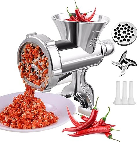 Tritacarne N. 10 In Alluminio, Tritacarne Manuale E Salsiccia Per Cucina,Tritacarne Manuale Per Uso Domestico, Tritacarne Manuale Antiscivolo, Design Staccabile, Per Tutte Le Carni, Per Cucina