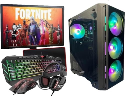 PC Gaming Computer Fisso Desktop Completo GeForce 4GB GDDR5 - Tastiera - Mouse - Cuffie - Windows 11 PRO - WiFi USB - HDMI (Ram: 32 GB - Ssd: 1 TB, Monitor 24)