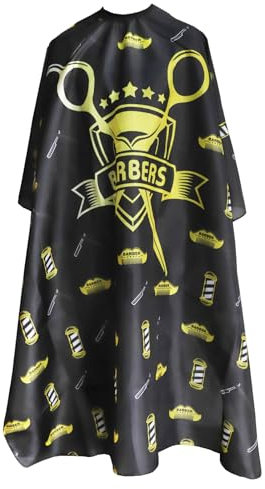 LLMSIX Friseurumhang，Haarschnitt Friseurumhänge Verstellbarem Kragen Wasserdichte Umhang Friseur Wiederverwendbarer Schwarz Frisierumhang für Erwachsene und Kinder