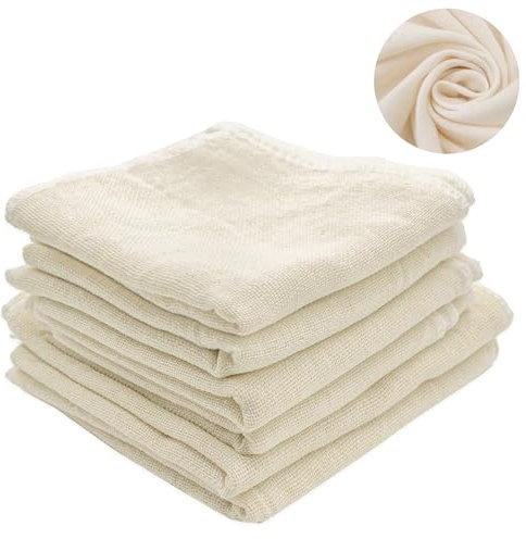 6 Pièces Étamine Alimentaire Chiffon à Fromage Non Blanchi, Anti-Chaleur Tissu Mousseline Filtre Toile en Coton, Non Pelucheux Réutilisable Cheesecloth pour Bouillon Tofu Yaourt