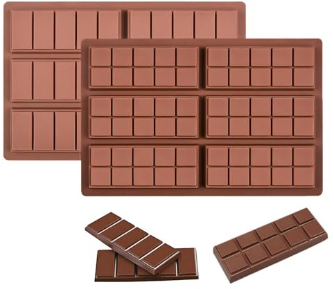 2 Stück Schokoladenform Silikon, 2 Größen Schokoladen Silikonform Mini Chocolate Mold Bar BPA-frei Schokoladenformen Gießformen Schokolade