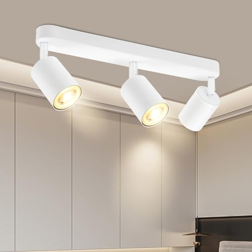 BOYIR Faretti da Soffitto Orientabili, GU10 Faretti LED da Soffitto Bianco, Lampada Soffitto 3 Luci Moderni, Faretto da Parete Interno in Alluminio per Cucina, Camera, Barra, Lampadina Non Inclusa