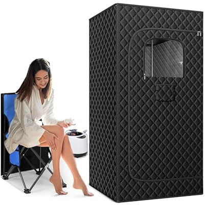 Sauna Portable à Domicile Tente De Sauna, Spa Personnel À La Maison for Votre Famille, Détendez-Vous avec Sauna Portable, Sauna À Vapeur Portable 2,6 L 1000 W avec Chaise Pliable, Télécommande