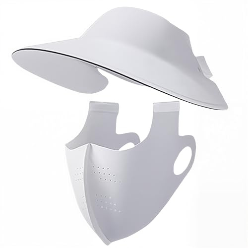 NHQZ Maschera Solare Integrale con Ghetta per il Collo,Protezione UV in Seta di Ghiaccio,UPF50+,Traspirante,per Guida Estiva,Protezione per il Collo,per Sport all'aria Aperta (Grigio Chiaro, Corto)