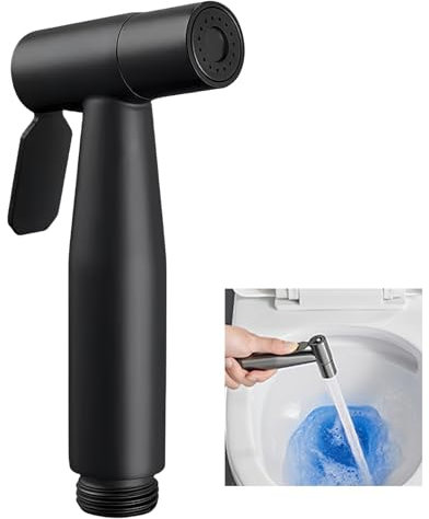 Bidet à Main pour Toilette, Robinetterie en Acier Inoxydable, Douchette Standard G1/2, Douchette WC, Douchette Économiseur d'Eau pour Nettoyage WC et Hygiène Personnelle, Noir