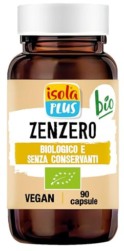 ISOLA PLUS Zenzero, Integratore Alimentare Biologico, 90 Capsule da 500mg, Senza Conservanti, Vegano e Bio