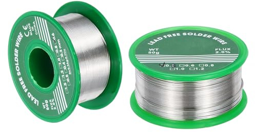 sourcing map 2pcs Rosin Core Solder, 50g Tin Flux Core Solder 0.3mm & 0.6mm for Electrical Soldering