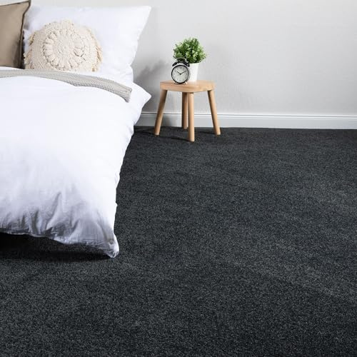 Steffensmeier Teppichboden Capri Meterware | Auslegware für Kinderzimmer Wohnzimmer Schlafzimmer | Anthrazit, Größe: 200x500 cm