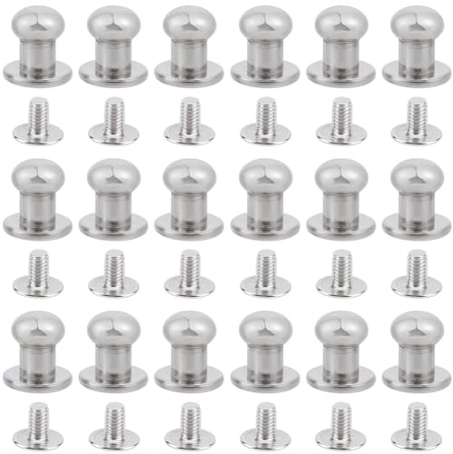 GORGECRAFT 50 uppsättningar 8 mm rund huvudknapp knapp silver svamp huvud spikar och dubbar legering Chicago skruv läder nit skruv på metall läderarbete nit för reparation dekorera kläder skor bälten