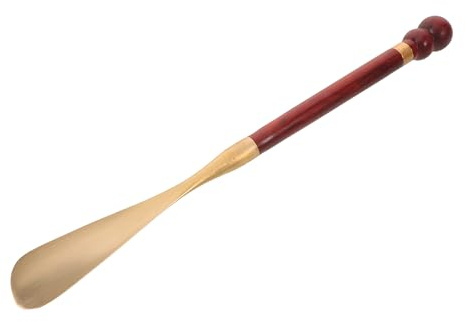 TOBBOMEY Calzascarpe in Legno con Punta in Ottone Portatile Antiscivolo per Uomo Donna Anziani Aiuto Indossare Scarpe Viaggio