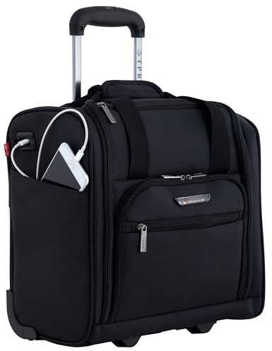 TPRC PR-85315 Bagage à Main connecté sous siège avec Port de Charge USB, Noire, Taille Unique 37,5 cm