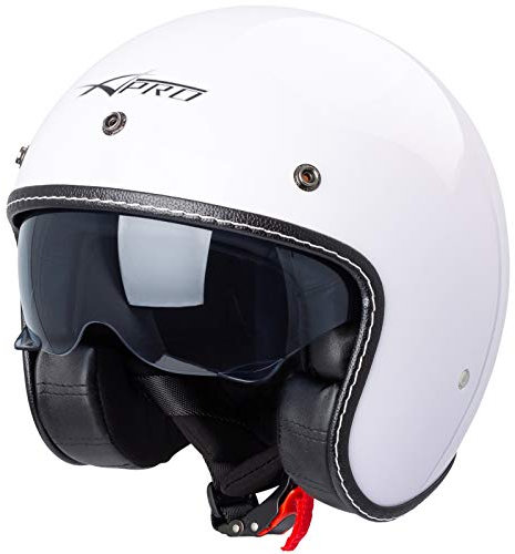Casco Moto Jet Cafe Racer Omologato ECE 22-06 Parasole scooter Bianco M