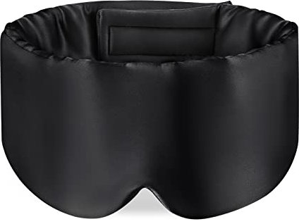 OLESILK Sleep Mask, 100% Natural Mulberry Silk Eye Mask for Women and Men with Adjustable Strap, Large in Size, Blindfold for All Night Sleep, Black