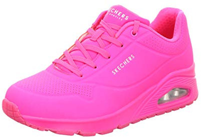 Skechers Femme Uno Night Shades Basket, Rose Vif Durabuck, 35.5 EU