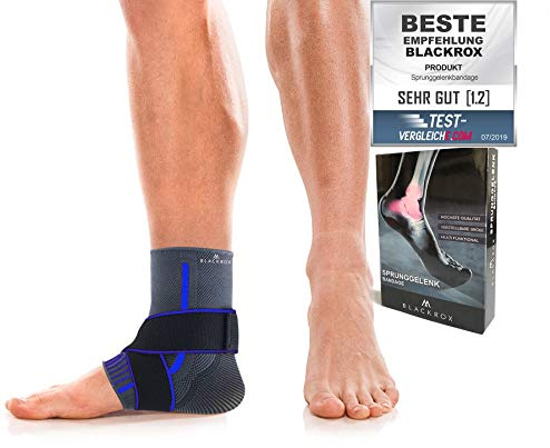 BLACKROX Sprunggelbandage, jämförningssigger, knölbandage, grenbandage, knäskydd, fotledsstöd, sport, handboll, fotboll, volleyboll, fotbandage, klädbandage kvinnor och män vänster och höger (blå, S)