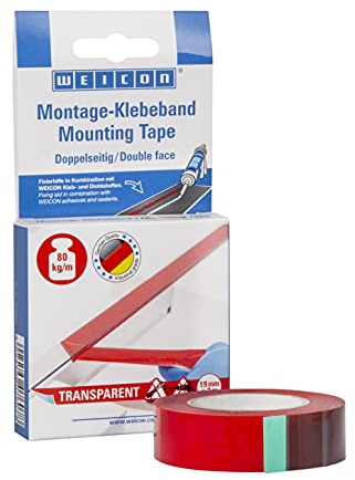 WEICON Montage-Klebeband transparent | doppelseitiges Klebeband | sehr haftstark und feuchtebeständig