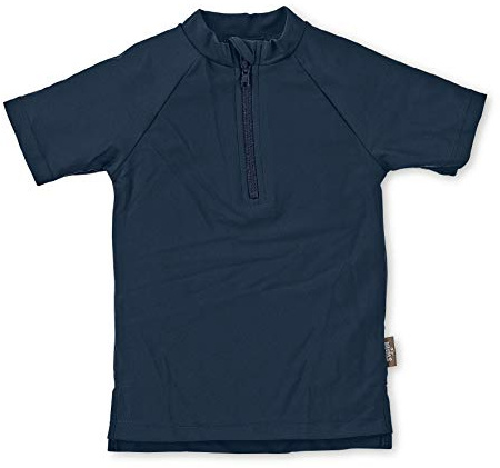 Sterntaler Badskjorta, kortärmad, enfärgad, – UV-skydd, 50+ simtröja med ståkrage – unisex, UV-skjorta med dragkedja på framsidan och hakskydd – babybadkläder, marinblå, 98-104