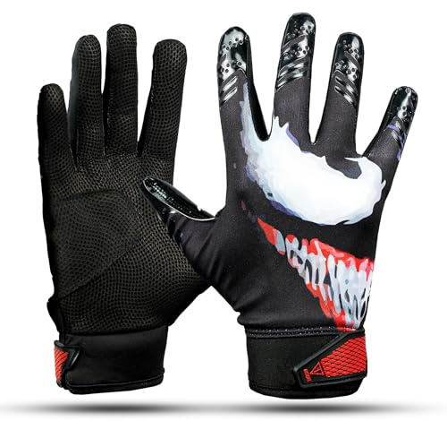 TAQCHA Villain Baseball Batting Gloves - Pittard Grip Skin Tight Adult Batting Gloves - Enhanced Performance Batting Gloves Men - Adult Sizes (Small)