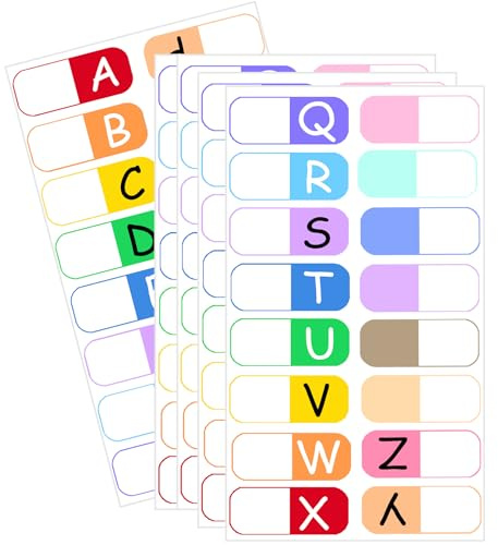 A to Z 26 Letters Index Labels Multicolor Alphabet Tabs A-Z Tab Dividers Stickers for 3 Ring Binders Notebook Classify Files Contents Page Address Book Folder (RED)
