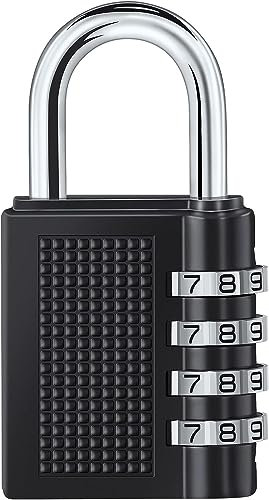Vinabo Candado de Seguridad numerico con Combinacion de 4 Digitos, para Mochilas, Maletas, Taquillas de Gimnasio, Casilleros Escolares, Equipaje,Negro