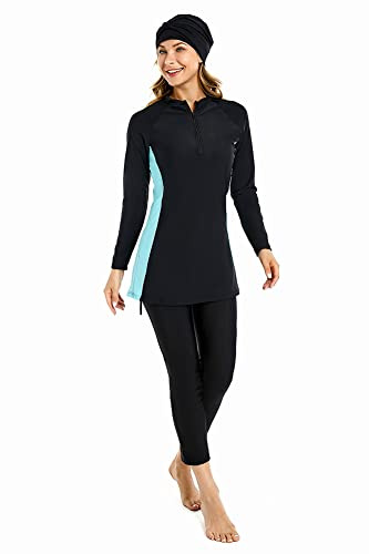 BlueSnow Traje de baño de Cobertura Total para Mujeres Musulmanas Suave Velo islámico Burkini Traje de baño Ropa de Playa (4XL, Y8)