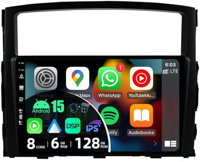JOYX – 6G 128G – Android 12 IPS bilradio passar Mitsubishi Pajero 4 V80 V90 (2006–2014) – Trådlös CarPlay/Android Auto/DSP – kamera och MIC – 9 tum 2 Din – DAB rattkontroll fast båt 360-CAM