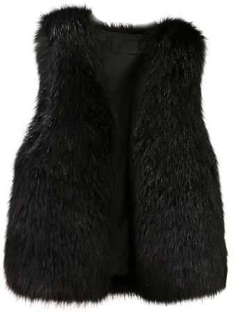 Altsuceser Gilet invernale da donna in finta pelliccia, cappotto in finta pelliccia, scialle, senza maniche